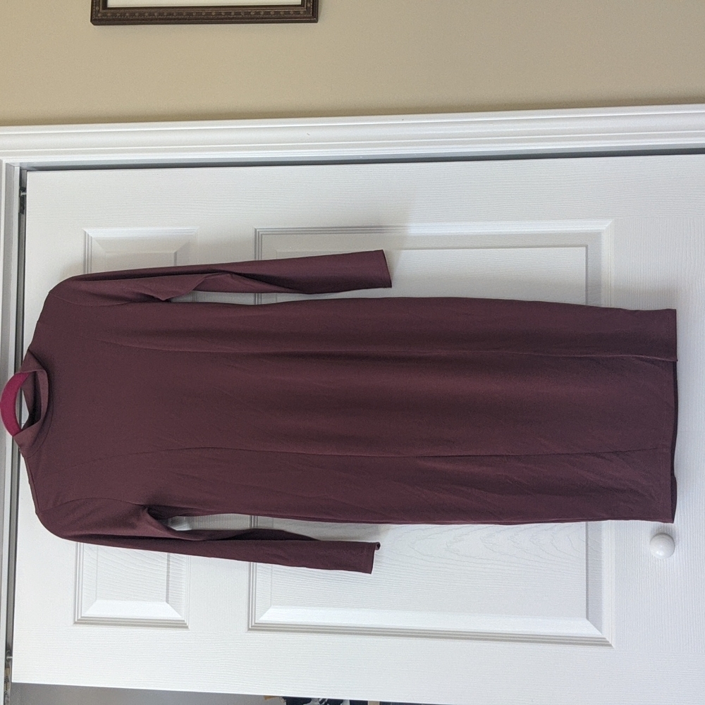 Turtle neck, long sleeve, tight dress with side slit